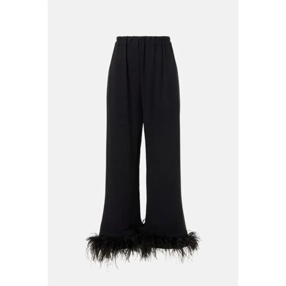 Sleeper Women's Feather-Trim Cuffs Pajama Pants SIZE S $250